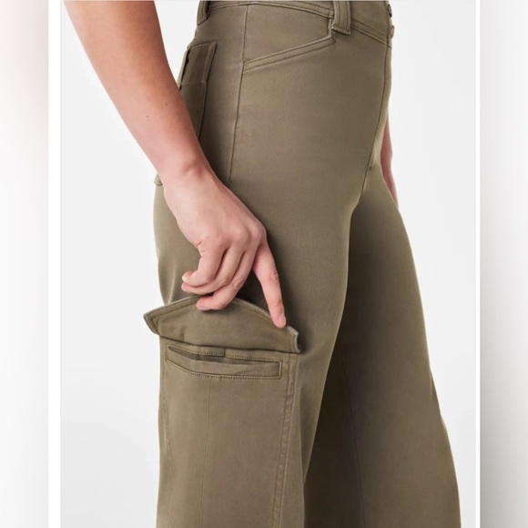 Spanx Stretch Twill Cropped Trouser Tuscan Olive XL - Picture 3 of 5